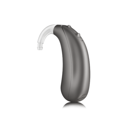 Unitron Stride B PR Hinter-dem-Ohr-Hörsystem (HdO) in Anthrazit mit klassischem Winkelstück.